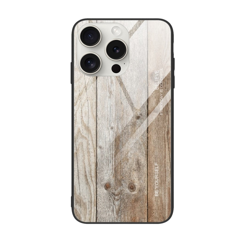 For iPhone 16 Pro Wood Grain Glass Phone Case(Grey) - iPhone 16 Pro Cases by PMC TechLife | Online Shopping South Africa | PMC TechLife | Buy Now Pay Later Mobicred