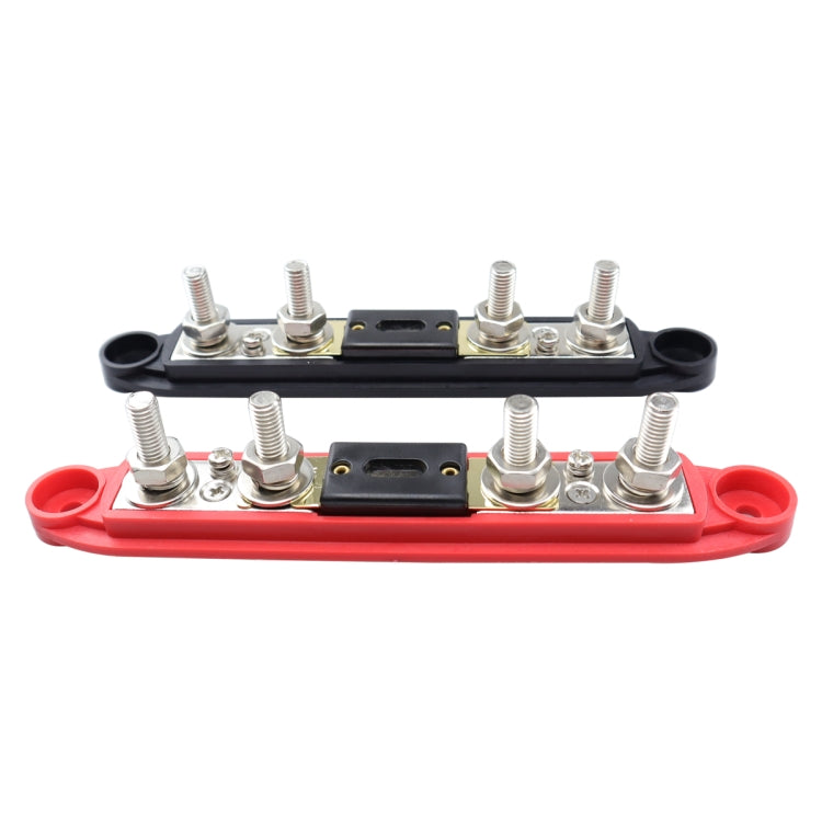 CP-4125 1 Pair RV Yacht M8 Single Row 4-way Power Distribution Block Busbar with Cover with 300A Fuse(Black + Red) - Booster Cable & Clip by PMC TechLife | Online Shopping South Africa | PMC TechLife | Buy Now Pay Later Mobicred