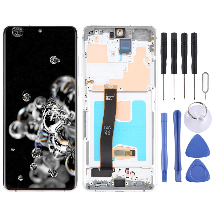 For Samsung Galaxy S20 Ultra 4G/5G SM-G988 6.67 inch OLED LCD Screen Digitizer Full Assembly with Frame (Silver) - free shipping - PMc TechLife - Order now!