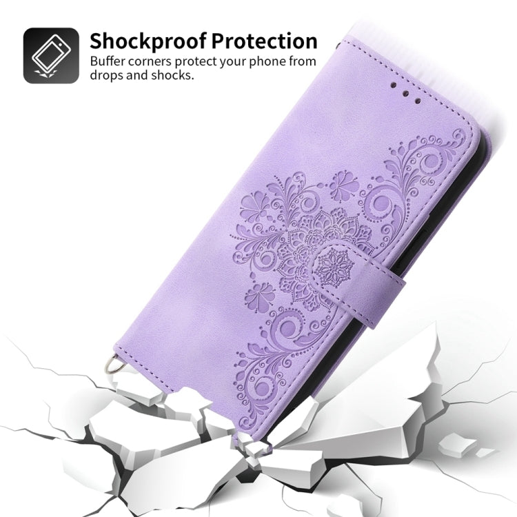 For vivo Y03 Skin Feel Flowers Embossed Wallet Leather Phone Case(Purple) - vivo Cases by PMC TechLife | Online Shopping South Africa | PMC TechLife | Buy Now Pay Later Mobicred