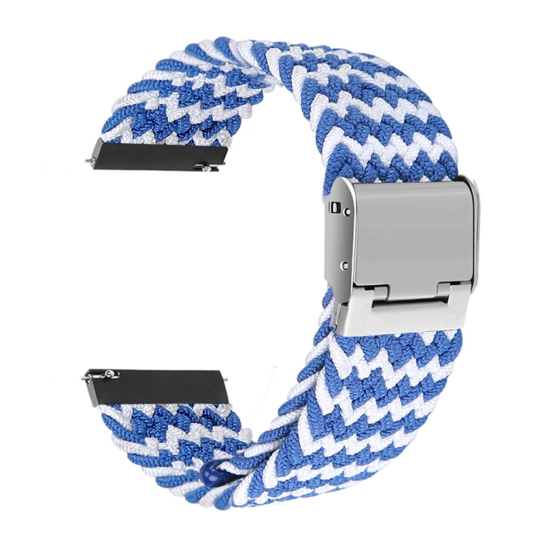 For Huawei Watch 4 / 4 Pro Nylon Braided Metal Buckle Watch Band(W Blue White) - Watch Bands by PMC TechLife | Online Shopping South Africa | PMC TechLife