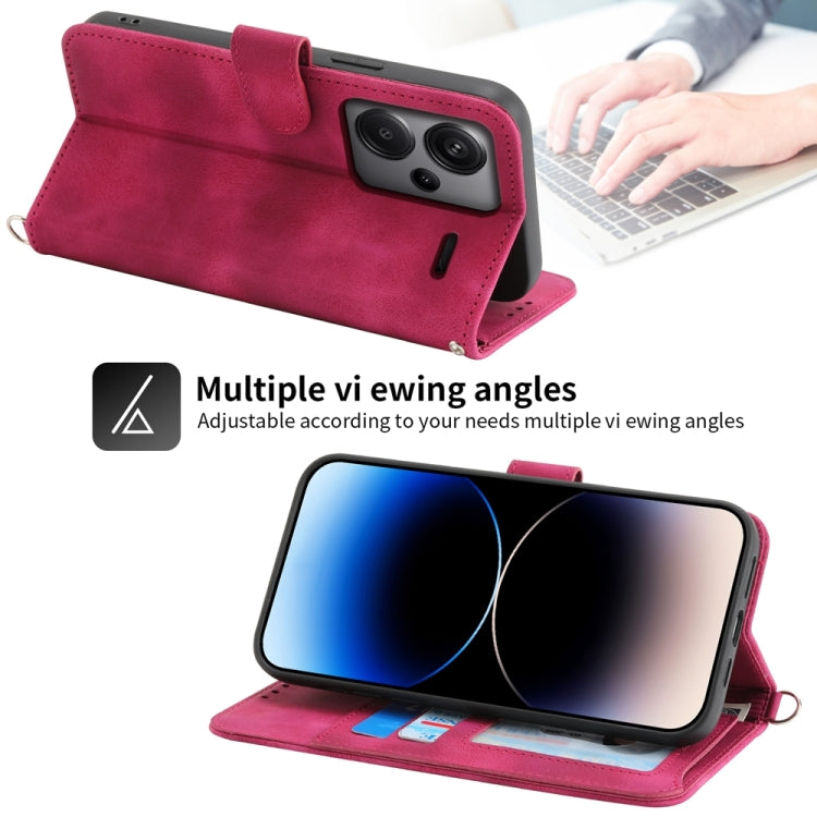 For Xiaomi Redmi Note 13 Pro+ Skin-feel Flowers Embossed Wallet Leather Phone Case(Wine Red) - Note 13 Pro+ Cases by PMC TechLife | Online Shopping South Africa | PMC TechLife | Buy Now Pay Later Mobicred