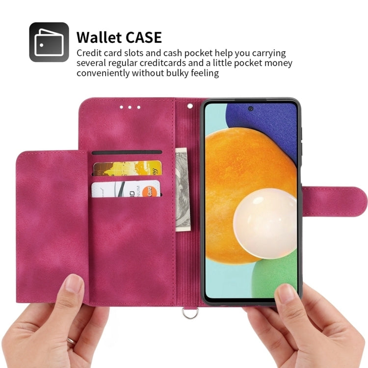 For Xiaomi Redmi Note 13 5G Skin-feel Flowers Embossed Wallet Leather Phone Case(Wine Red) - Note 13 Cases by PMC TechLife | Online Shopping South Africa | PMC TechLife | Buy Now Pay Later Mobicred