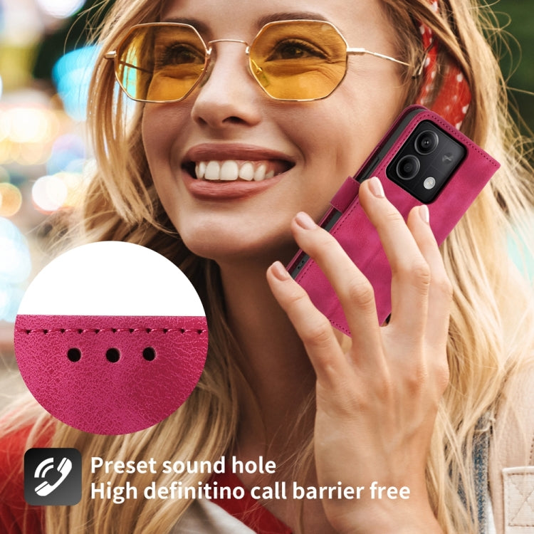For Xiaomi Redmi Note 13 5G Skin-feel Flowers Embossed Wallet Leather Phone Case(Wine Red) - Note 13 Cases by PMC TechLife | Online Shopping South Africa | PMC TechLife | Buy Now Pay Later Mobicred