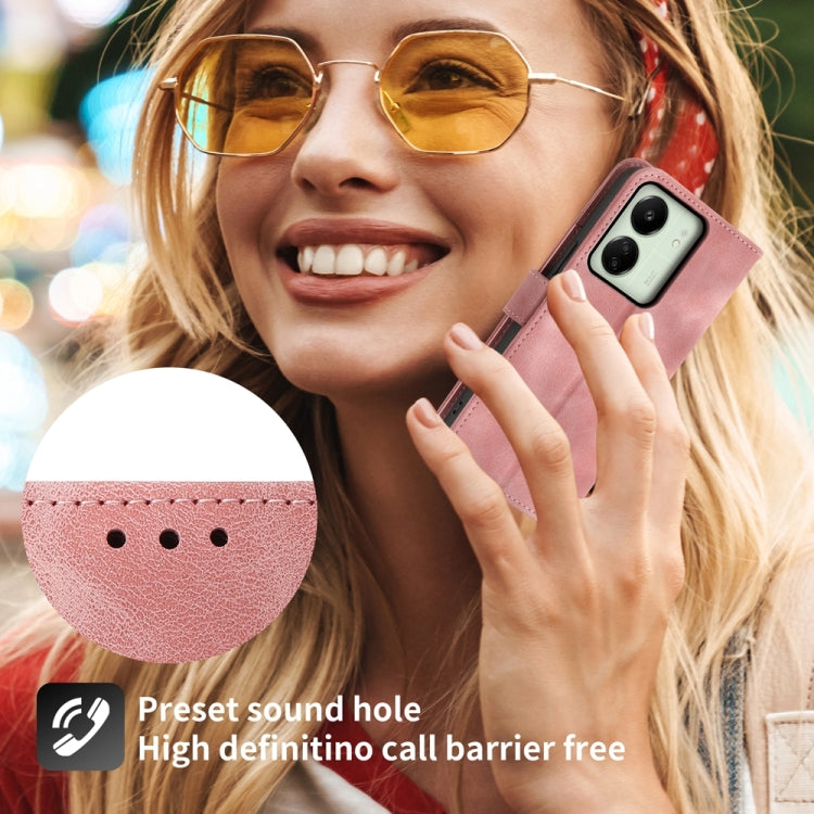 For Xiaomi Redmi 13C Skin-feel Flowers Embossed Wallet Leather Phone Case(Pink) - 13C Cases by PMC TechLife | Online Shopping South Africa | PMC TechLife | Buy Now Pay Later Mobicred