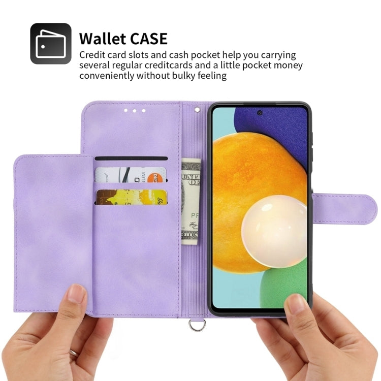 For Xiaomi Redmi A3 Skin-feel Flowers Embossed Wallet Leather Phone Case(Purple) - Xiaomi Cases by PMC TechLife | Online Shopping South Africa | PMC TechLife | Buy Now Pay Later Mobicred