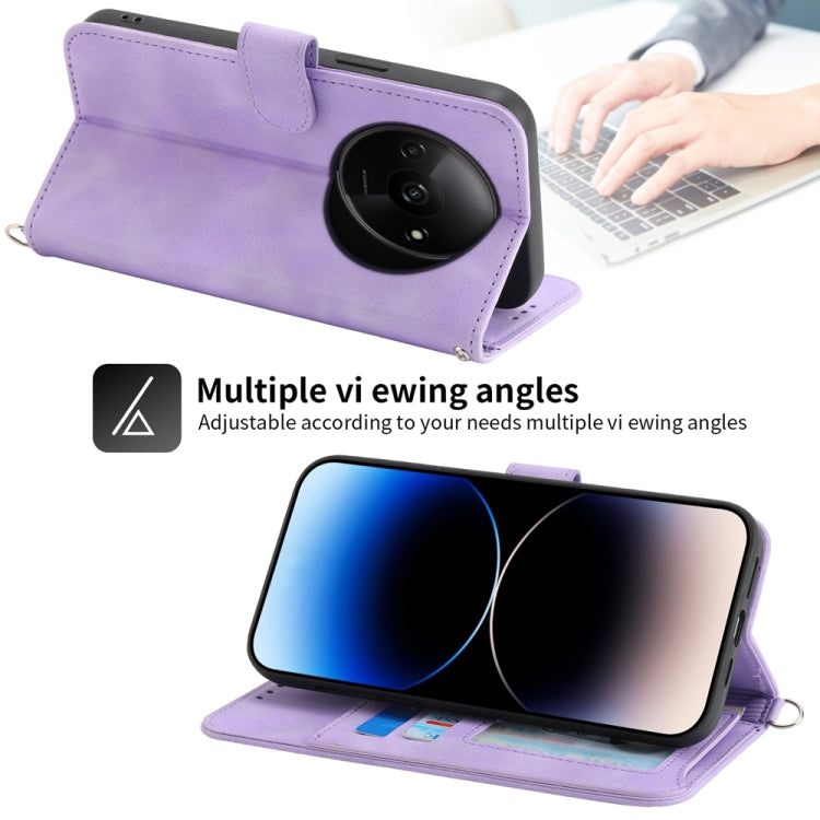 For Xiaomi Redmi A3 Skin-feel Flowers Embossed Wallet Leather Phone Case(Purple) - Xiaomi Cases by PMC TechLife | Online Shopping South Africa | PMC TechLife | Buy Now Pay Later Mobicred
