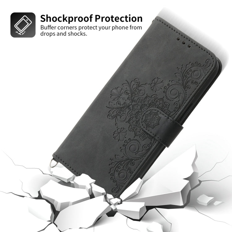 For Xiaomi Redmi Note 13 Pro 4G Skin-feel Flowers Embossed Wallet Leather Phone Case(Black) - Note 13 Pro Cases by PMC TechLife | Online Shopping South Africa | PMC TechLife | Buy Now Pay Later Mobicred