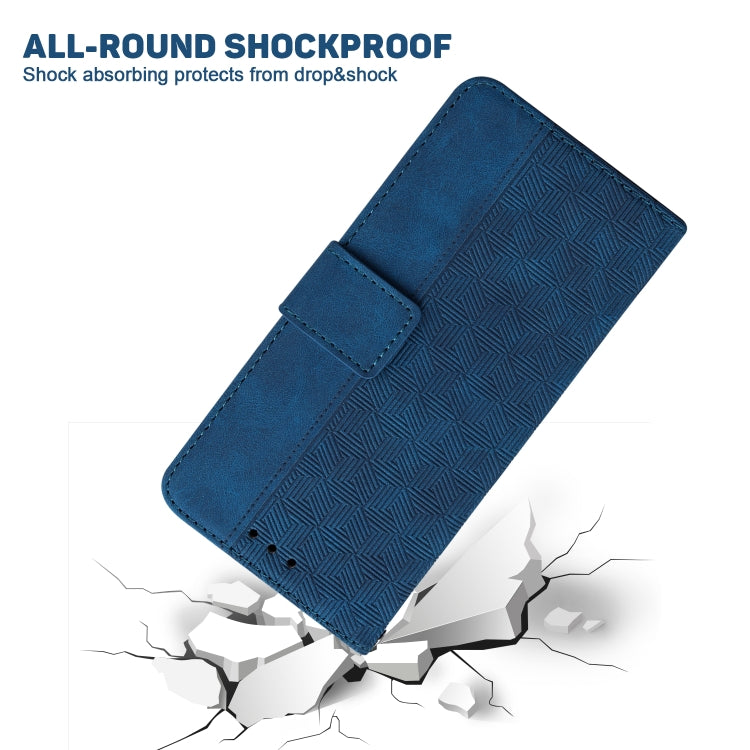 For iPhone 16e Geometric Embossed Leather Phone Case(Blue) - iPhone 16e Cases by PMC TechLife | Online Shopping South Africa | PMC TechLife | Buy Now Pay Later Mobicred