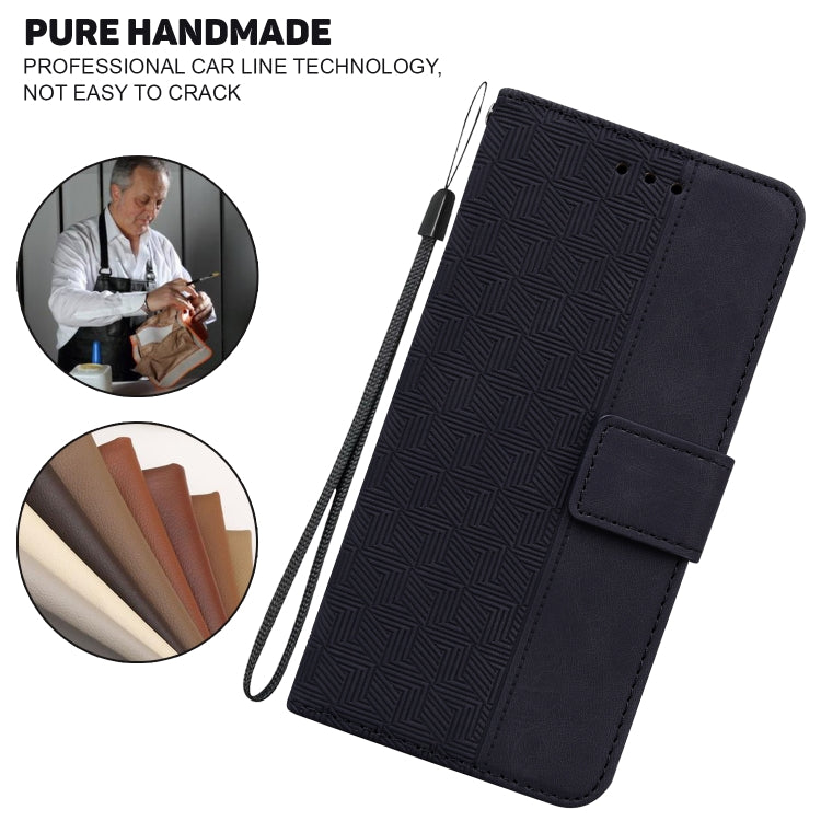 For iPhone 16e Geometric Embossed Leather Phone Case(Black) - iPhone 16e Cases by PMC TechLife | Online Shopping South Africa | PMC TechLife | Buy Now Pay Later Mobicred