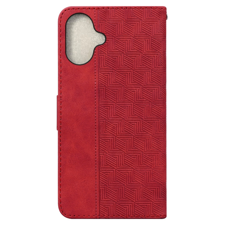 For iPhone 16 Geometric Embossed Leather Phone Case(Red) - iPhone 16 Cases by PMC TechLife | Online Shopping South Africa | PMC TechLife | Buy Now Pay Later Mobicred