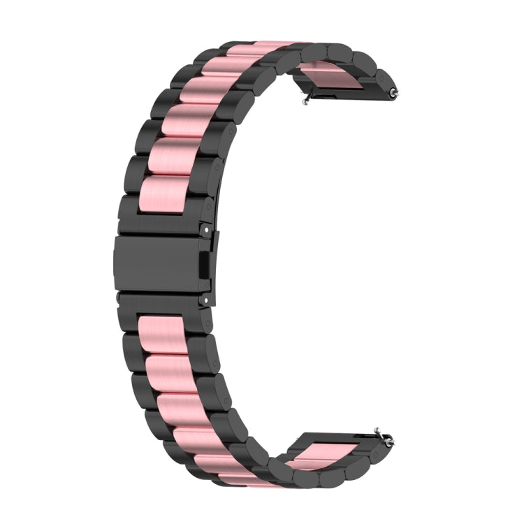 For Huawei Watch 4 / 4 Pro Three Bead Stainless Steel Watch Band(Black Pink) - Watch Bands by PMC TechLife | Online Shopping South Africa | PMC TechLife