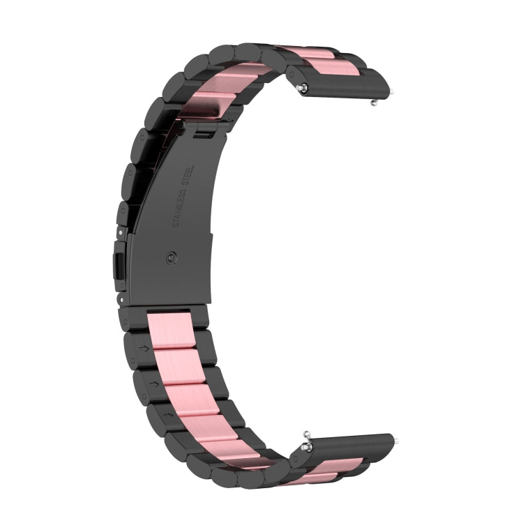 For Huawei Watch 4 / 4 Pro Three Bead Stainless Steel Watch Band(Black Pink) - Watch Bands by PMC TechLife | Online Shopping South Africa | PMC TechLife