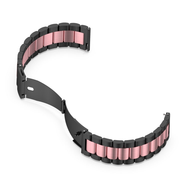 For Huawei Watch 4 / 4 Pro Three Bead Stainless Steel Watch Band(Black Pink) - Watch Bands by PMC TechLife | Online Shopping South Africa | PMC TechLife