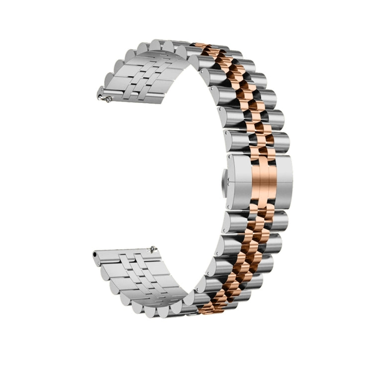 For Huawei Watch 4 / 4 Pro Five Bead Stainless Steel Watch Band(Silver Rose Gold) - Watch Bands by PMC TechLife | Online Shopping South Africa | PMC TechLife