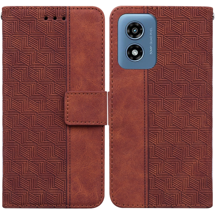 For Motorola Moto G Play 4G 2024 Geometric Embossed Leather Phone Case(Brown) - free shipping - PMC Jewellery - Order now!