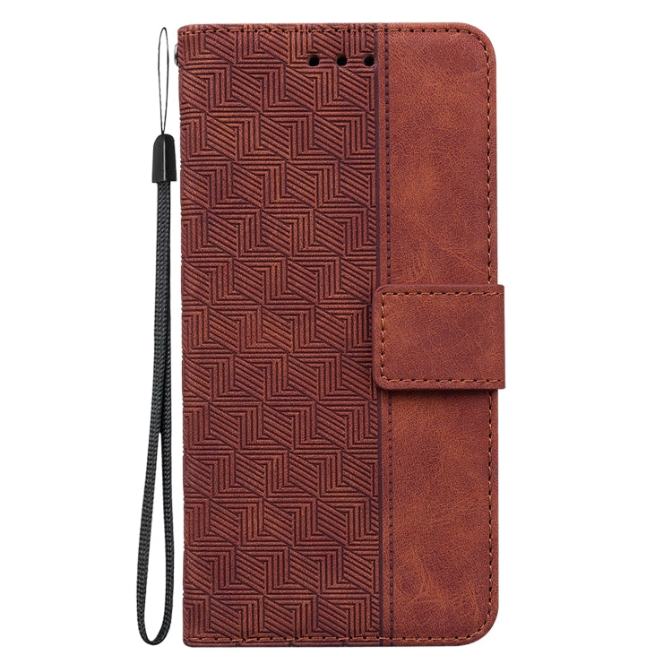 For Motorola Moto G Play 4G 2024 Geometric Embossed Leather Phone Case(Brown) - free shipping - PMC Jewellery - Order now!