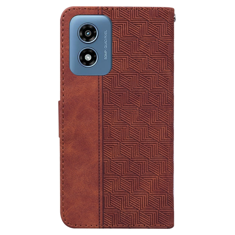 For Motorola Moto G Play 4G 2024 Geometric Embossed Leather Phone Case(Brown) - free shipping - PMC Jewellery - Order now!