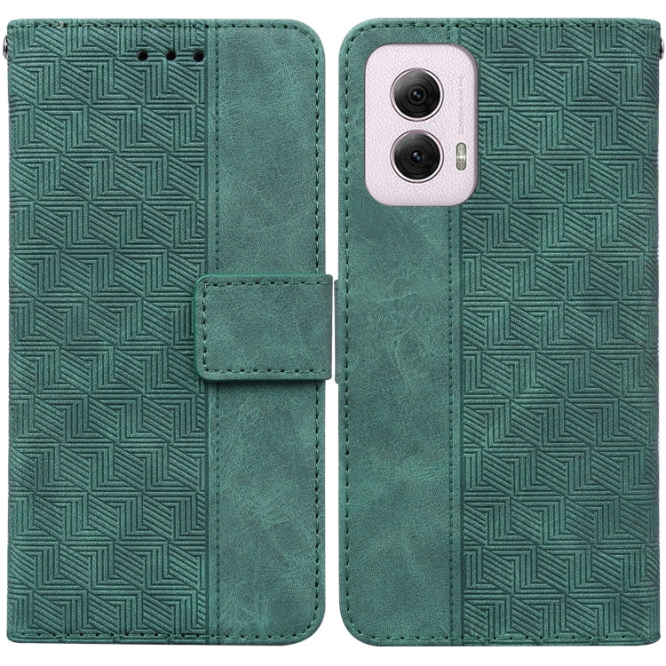 For Motorola Moto G Power 5G 2024 Geometric Embossed Leather Phone Case(Green) - free shipping - PMC Jewellery - Order now!