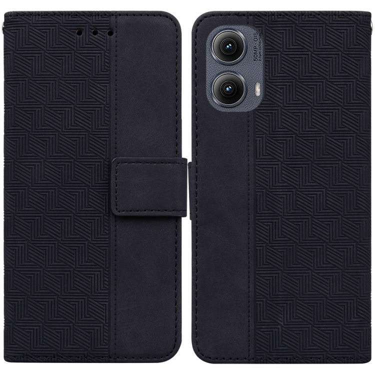 For Motorola Edge 2024 Geometric Embossed Leather Phone Case(Black) - free shipping - PMC Jewellery - Order now!
