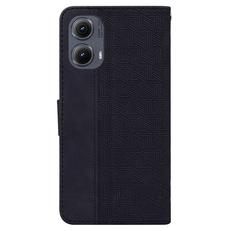 For Motorola Edge 2024 Geometric Embossed Leather Phone Case(Black) - free shipping - PMC Jewellery - Order now!