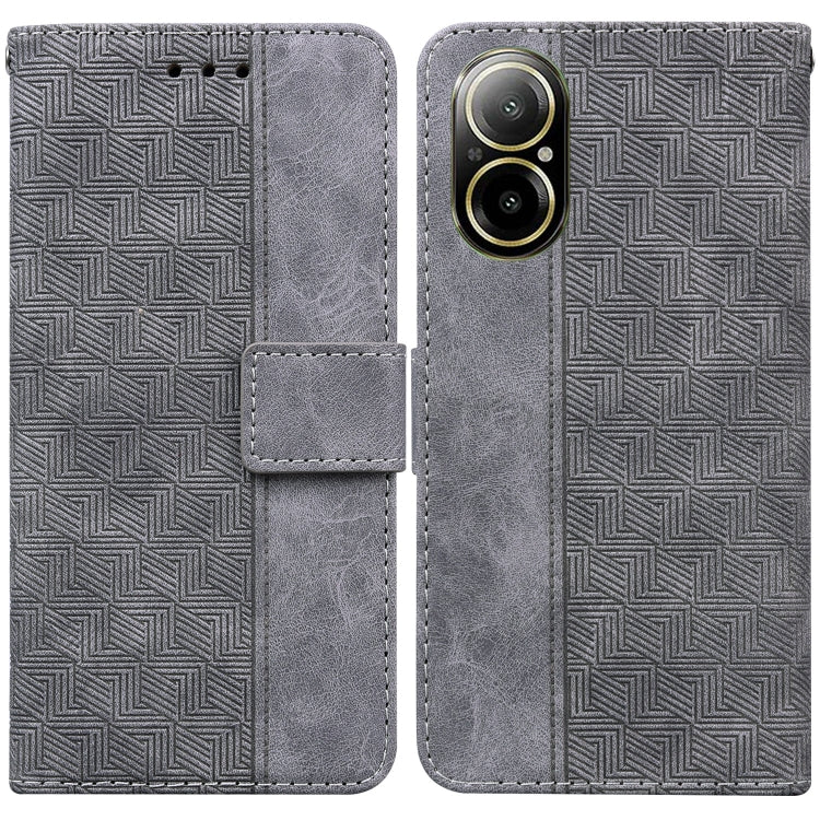 For Realme C67 4G Global Geometric Embossed Leather Phone Case(Grey) - C67 Cases by PMC TechLife | Online Shopping South Africa | PMC TechLife | Buy Now Pay Later Mobicred