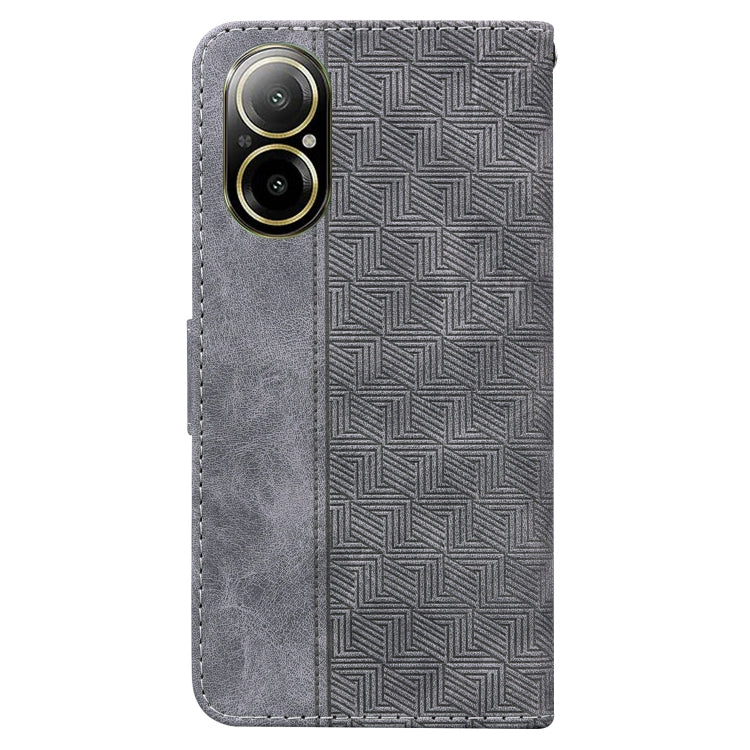 For Realme C67 4G Global Geometric Embossed Leather Phone Case(Grey) - C67 Cases by PMC TechLife | Online Shopping South Africa | PMC TechLife | Buy Now Pay Later Mobicred