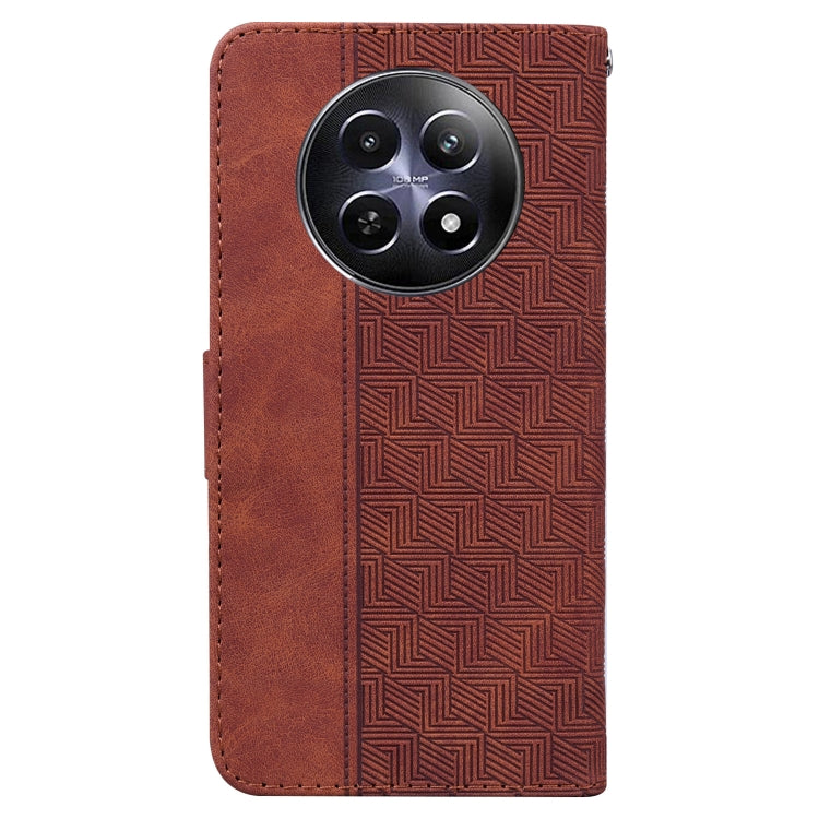 For Realme 12 5G Geometric Embossed Leather Phone Case(Brown) - Realme Cases by PMC TechLife | Online Shopping South Africa | PMC TechLife | Buy Now Pay Later Mobicred