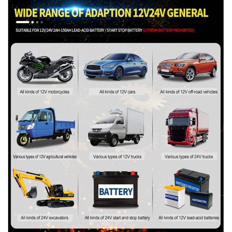 ANHTCzyx 12V 8A  / 24V 4A Automobile Battery Charger Motorcycle Battery Repair Type AGM(UK Plug) - free shipping - PMC TechLife - Order now!
