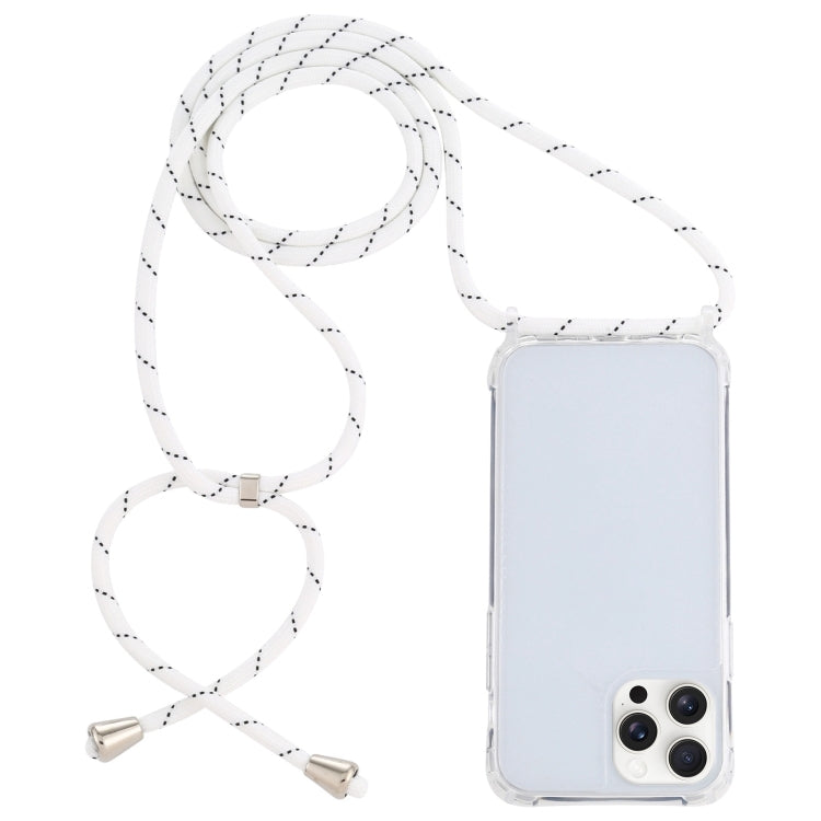 For iPhone 16 Pro Transparent Acrylic Airbag Shockproof Phone Protective Case with Lanyard(White Grey Fine Lines) - iPhone 16 Pro Cases by PMC TechLife | Online Shopping South Africa | PMC TechLife | Buy Now Pay Later Mobicred