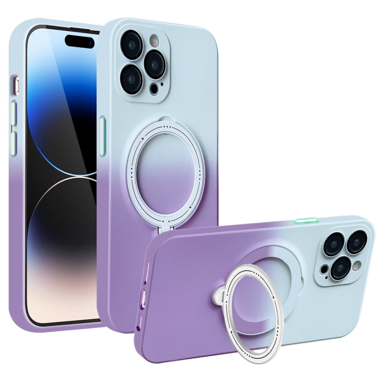 For iPhone 14 Pro Max MagSafe Holder Gradient TPU Phone Case(Gray Purple) - iPhone 14 Pro Max Cases by PMC TechLife | Online Shopping South Africa | PMC TechLife
