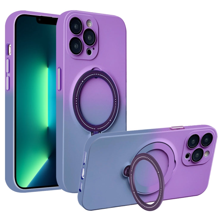 For iPhone 13 Pro Max MagSafe Holder Gradient TPU Phone Case(Deep Purple Gray) - iPhone 13 Pro Max Cases by PMC TechLife | Online Shopping South Africa | PMC TechLife