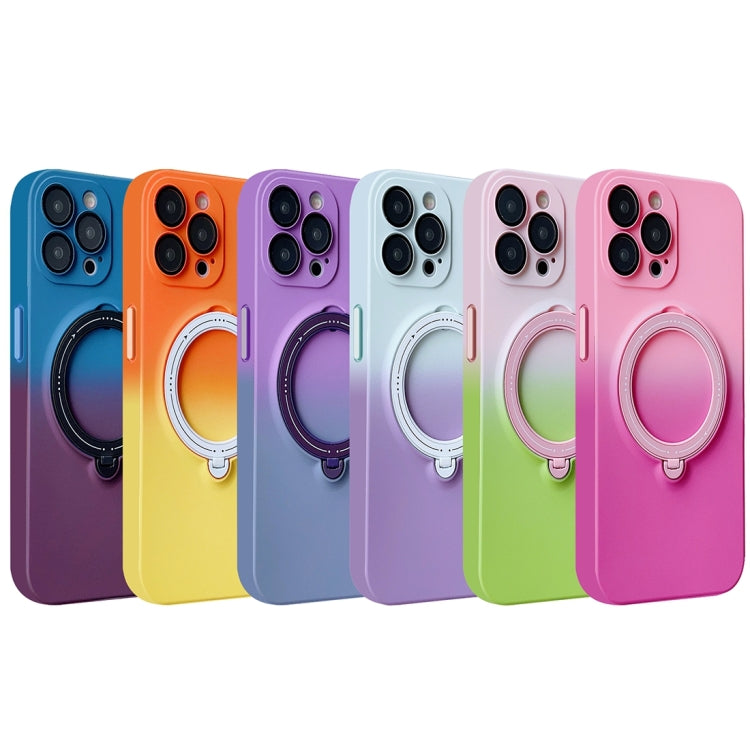 For iPhone 14 Pro Max MagSafe Holder Gradient TPU Phone Case(Gray Purple) - iPhone 14 Pro Max Cases by PMC TechLife | Online Shopping South Africa | PMC TechLife