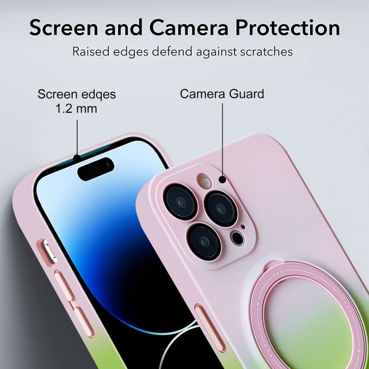 For iPhone 11 Pro MagSafe Holder Gradient TPU Phone Case(Gray Purple) - iPhone 11 Pro Cases by PMC TechLife | Online Shopping South Africa | PMC TechLife