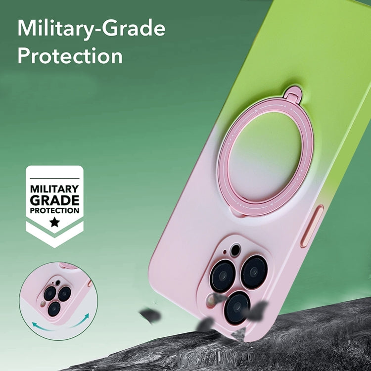 For iPhone 14 Pro MagSafe Holder Gradient TPU Phone Case(Pink Green) - iPhone 14 Pro Cases by PMC TechLife | Online Shopping South Africa | PMC TechLife