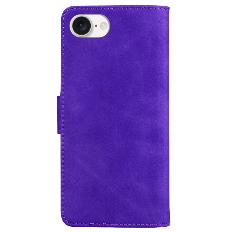 For iPhone 16e Skin Feel Pure Color Flip Leather Phone Case(Purple) - iPhone 16e Cases by PMC TechLife | Online Shopping South Africa | PMC TechLife | Buy Now Pay Later Mobicred