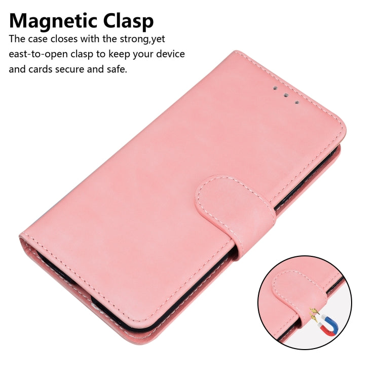 For iPhone 16e Skin Feel Pure Color Flip Leather Phone Case(Pink) - iPhone 16e Cases by PMC TechLife | Online Shopping South Africa | PMC TechLife | Buy Now Pay Later Mobicred