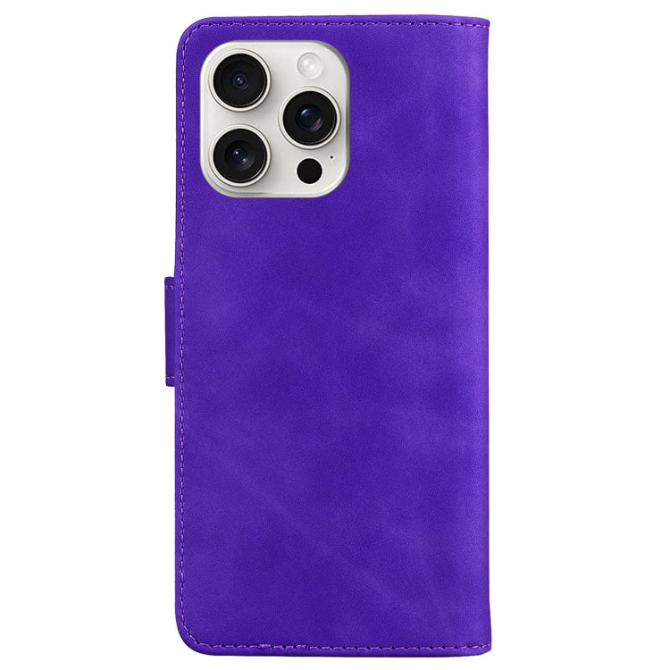 For iPhone 16 Pro Max Skin Feel Pure Color Flip Leather Phone Case(Purple) - iPhone 16 Pro Max Cases by PMC TechLife | Online Shopping South Africa | PMC TechLife | Buy Now Pay Later Mobicred