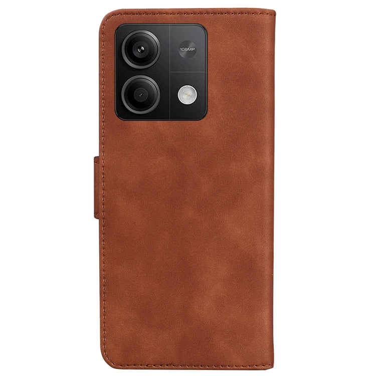 For Xiaomi Redmi Note 13 5G Skin Feel Pure Color Flip Leather Phone Case(Brown) - Note 13 Cases by PMC TechLife | Online Shopping South Africa | PMC TechLife | Buy Now Pay Later Mobicred