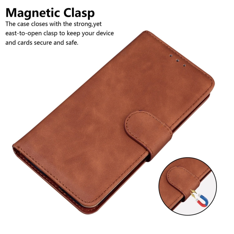 For Xiaomi Redmi Note 13 5G Skin Feel Pure Color Flip Leather Phone Case(Brown) - Note 13 Cases by PMC TechLife | Online Shopping South Africa | PMC TechLife | Buy Now Pay Later Mobicred