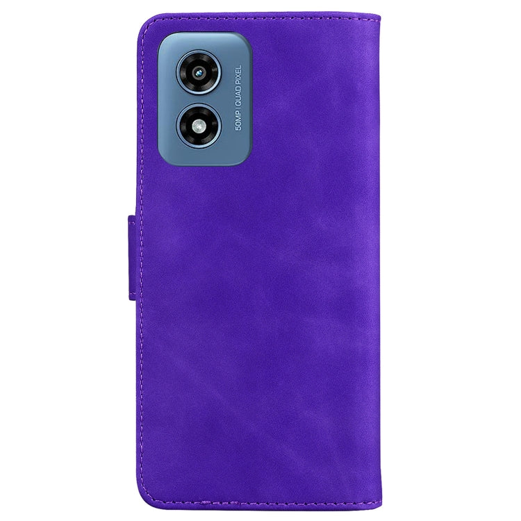 For Motorola Moto G Play 4G 2024 Skin Feel Pure Color Flip Leather Phone Case(Purple) - Motorola Cases by PMC Jewellery | Online Shopping South Africa | PMC Jewellery | Buy Now Pay Later Mobicred