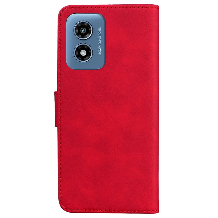 For Motorola Moto G Play 4G 2024 Skin Feel Pure Color Flip Leather Phone Case(Red) - Motorola Cases by PMC Jewellery | Online Shopping South Africa | PMC Jewellery | Buy Now Pay Later Mobicred