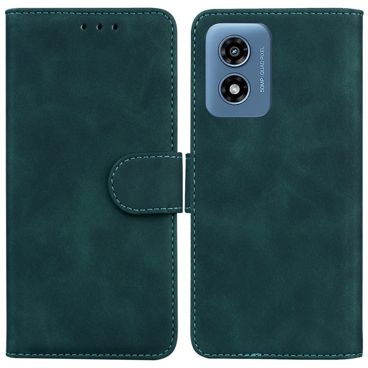 For Motorola Moto G Play 4G 2024 Skin Feel Pure Color Flip Leather Phone Case(Green) - Motorola Cases by PMC Jewellery | Online Shopping South Africa | PMC Jewellery | Buy Now Pay Later Mobicred