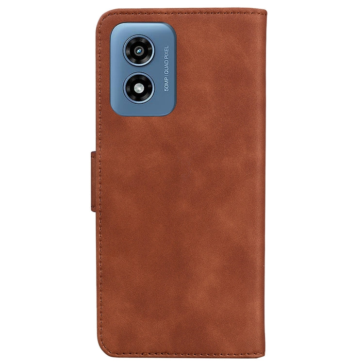 For Motorola Moto G Play 4G 2024 Skin Feel Pure Color Flip Leather Phone Case(Brown) - Motorola Cases by PMC Jewellery | Online Shopping South Africa | PMC Jewellery | Buy Now Pay Later Mobicred