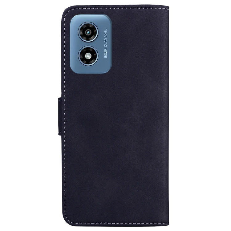 For Motorola Moto G Play 4G 2024 Skin Feel Pure Color Flip Leather Phone Case(Black) - Motorola Cases by PMC Jewellery | Online Shopping South Africa | PMC Jewellery | Buy Now Pay Later Mobicred