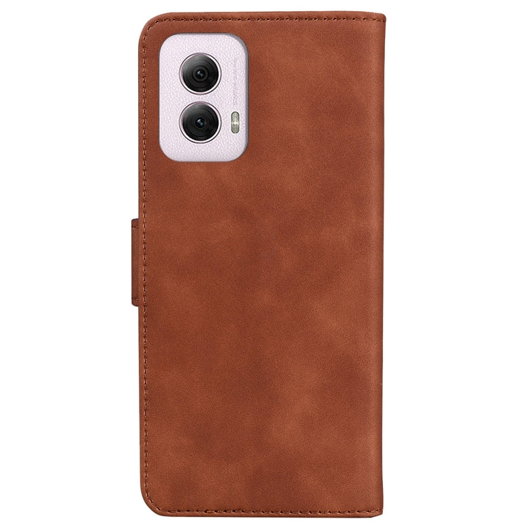 For Motorola Moto G Power 5G 2024 Skin Feel Pure Color Flip Leather Phone Case(Brown) - Motorola Cases by PMC Jewellery | Online Shopping South Africa | PMC Jewellery | Buy Now Pay Later Mobicred