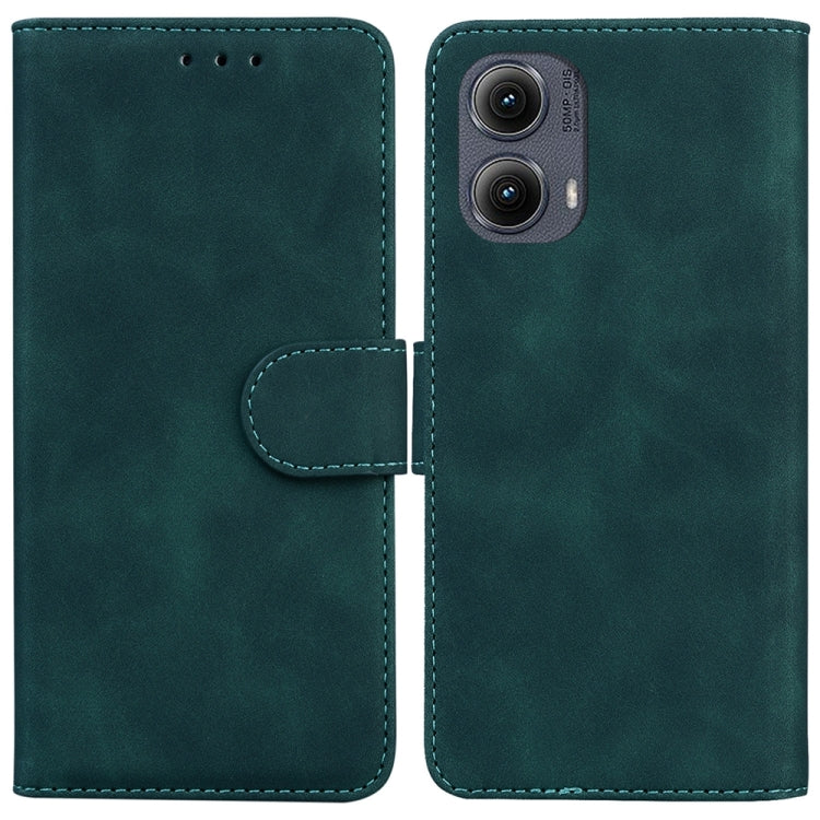 For Motorola Edge 2024 Skin Feel Pure Color Flip Leather Phone Case(Green) - Motorola Cases by PMC Jewellery | Online Shopping South Africa | PMC Jewellery | Buy Now Pay Later Mobicred