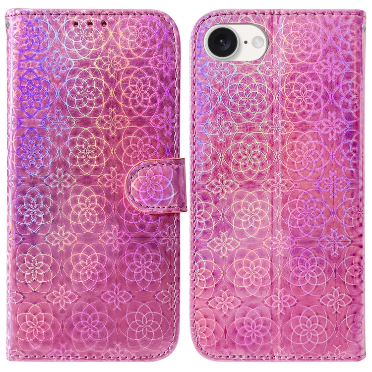 For iPhone 16e Colorful Magnetic Buckle Leather Phone Case(Pink) - iPhone 16e Cases by PMC TechLife | Online Shopping South Africa | PMC TechLife | Buy Now Pay Later Mobicred