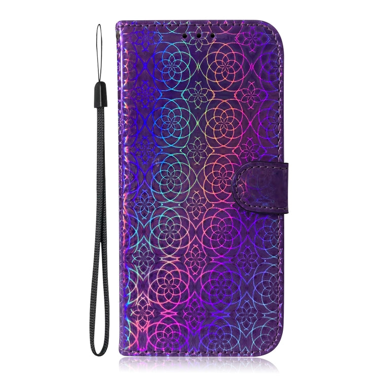 For iPhone 16e Colorful Magnetic Buckle Leather Phone Case(Purple) - iPhone 16e Cases by PMC TechLife | Online Shopping South Africa | PMC TechLife | Buy Now Pay Later Mobicred