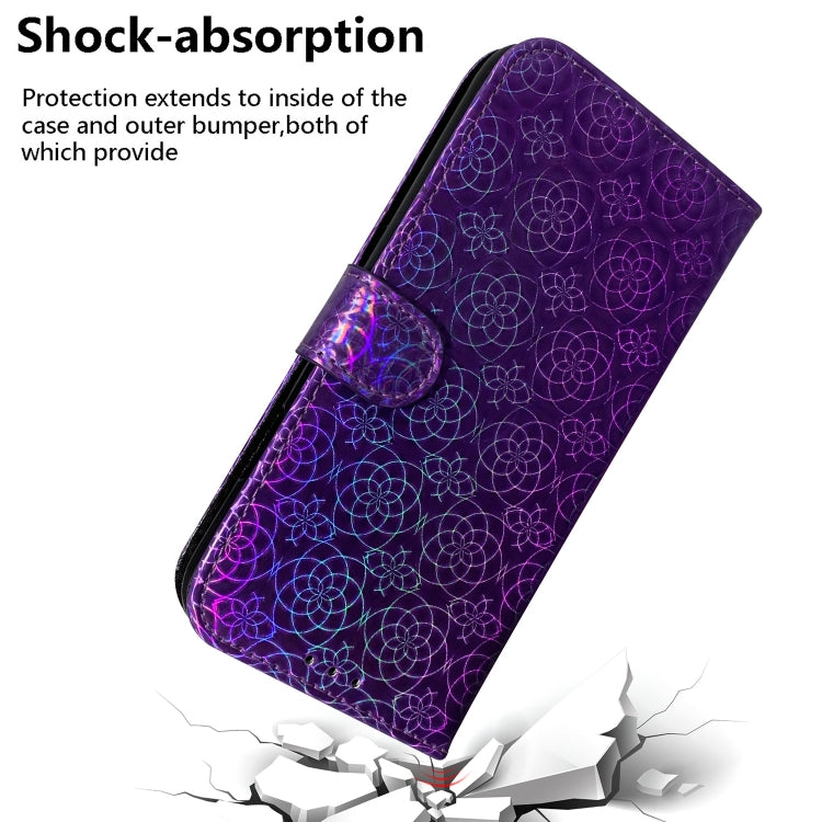 For iPhone 16e Colorful Magnetic Buckle Leather Phone Case(Purple) - iPhone 16e Cases by PMC TechLife | Online Shopping South Africa | PMC TechLife | Buy Now Pay Later Mobicred